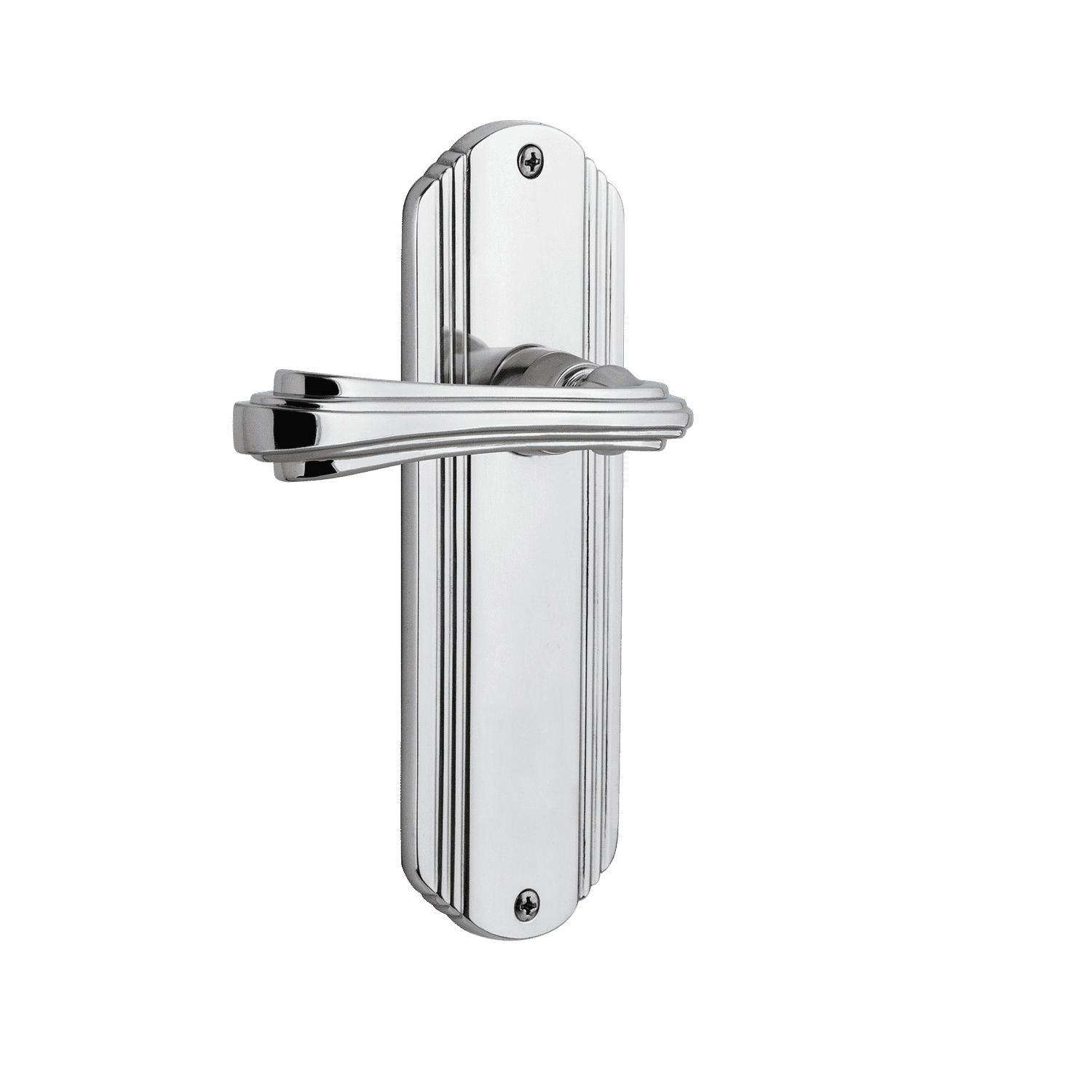 Decorative Long Plate with Fleur Lever in Bright Chrome - Perfect for Bathroom, Kitchen, and Cabinet Hardware Upgrade
