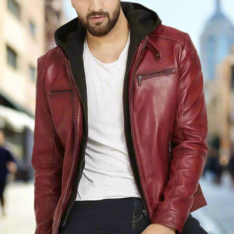 BOL Men's Alvin Lambskin Leather Jacket - Premium Genuine Lambskin Motorcycle Jacket for Men, Slim Fit Biker Style Jacket with Quilted Lining - Perfect for Riding, Casual Wear & Night Out