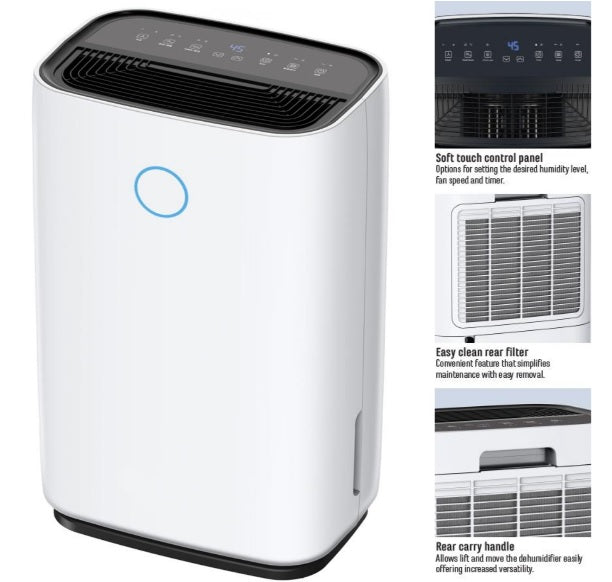 Sheffield PL625 Electronic Dehumidifier - Compact & Energy Efficient for Home, Basement, RV & Small Spaces - Removes Moisture & Prevents Mold Growth
