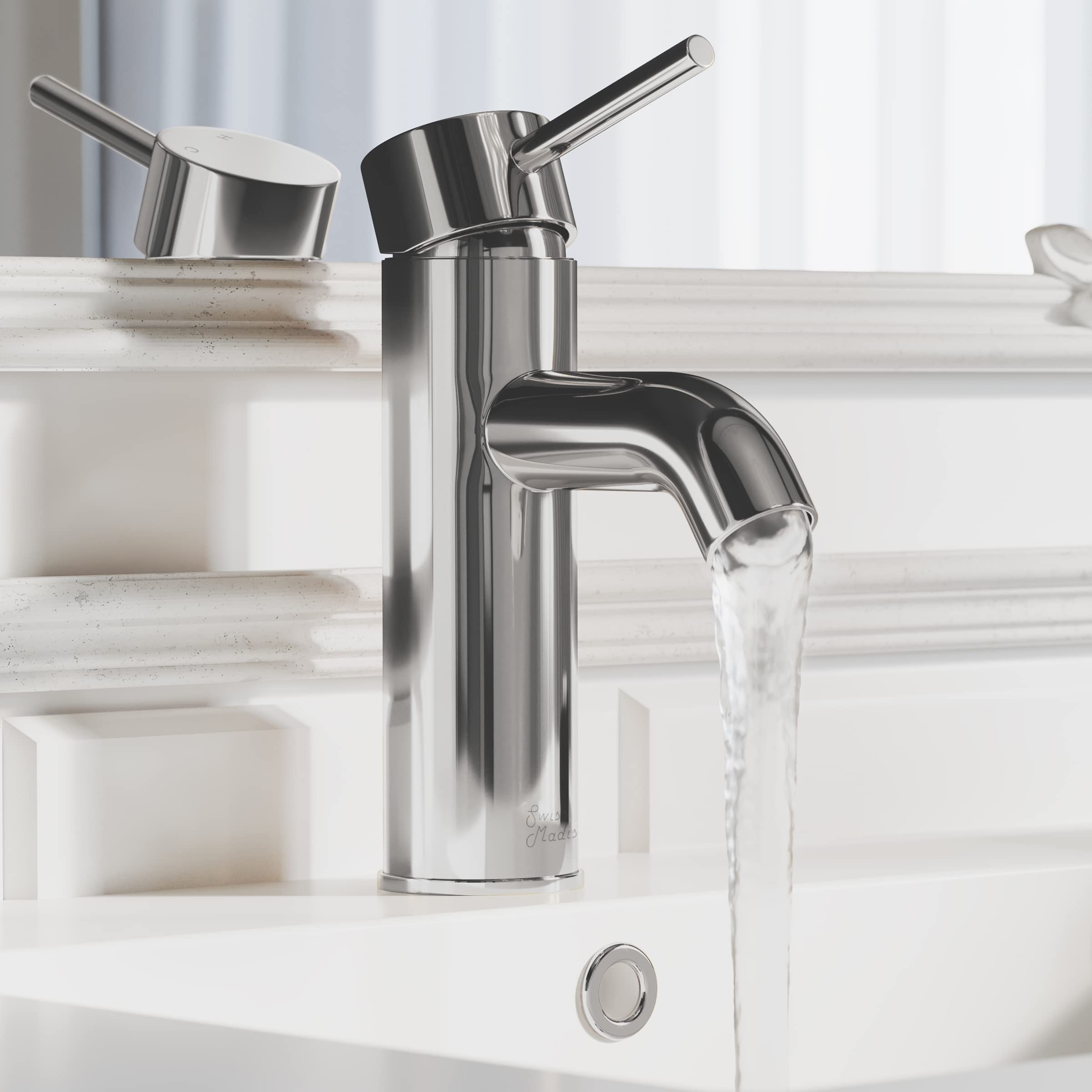 Chrome Ivy Single Hole Single Handle Bathroom Faucet - Modern Water-Saving Design for Sink, Vanity, and Powder Room