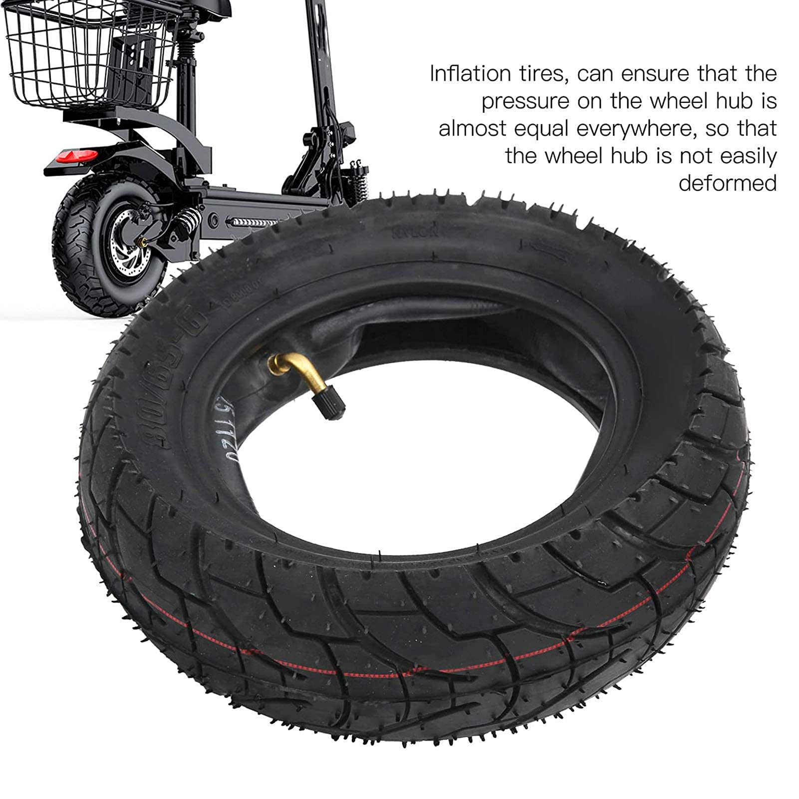 JYCCH 80/65-6 Anti-Slip Inflatable Rubber Tire & Inner Tube for Electric Scooters - Replacement Parts for Xiaomi, Segway, Razor E-Scooters - Perfect for Commuting, Urban Travel & Outdoor Adventures (Black)