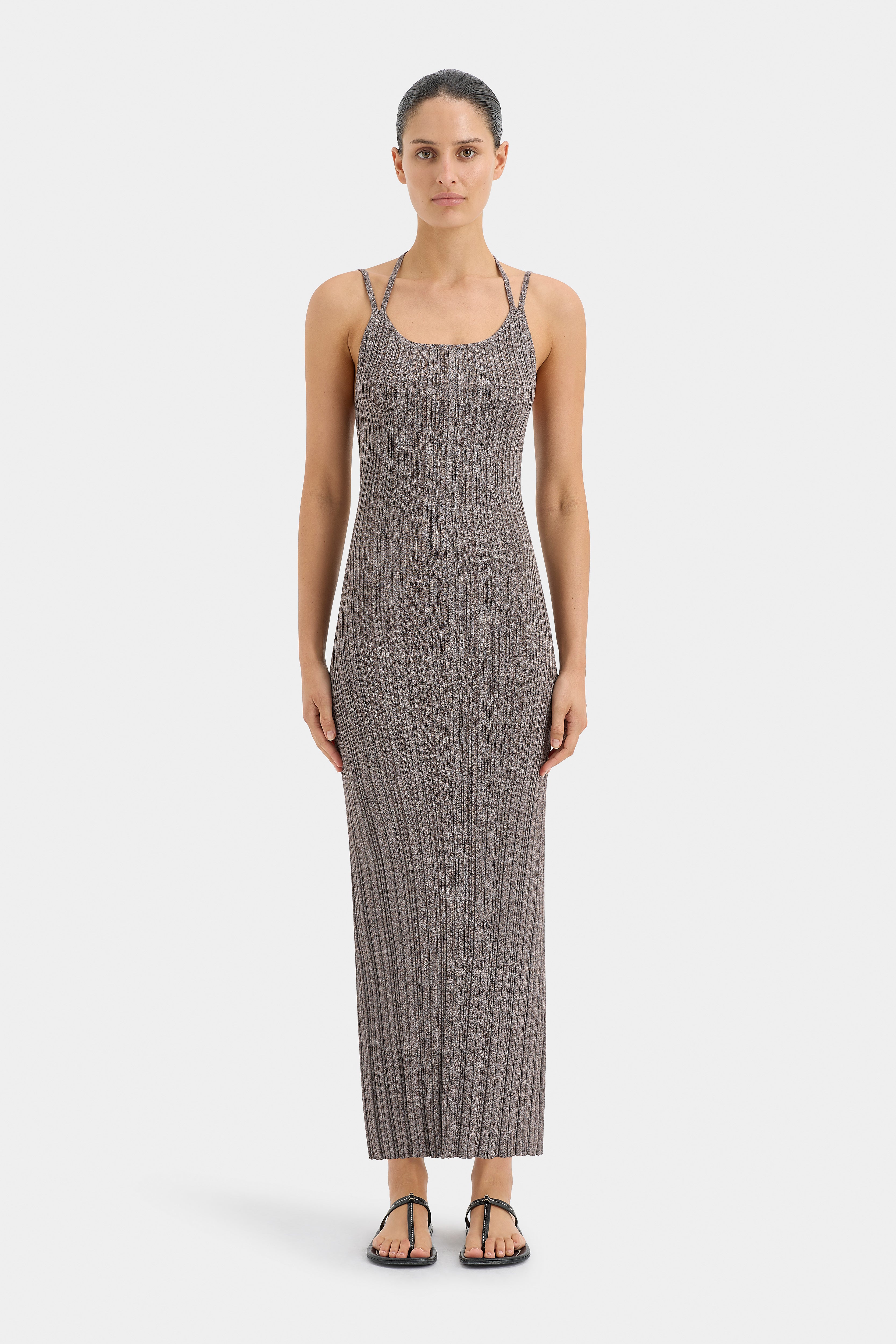 Elegant Impasto Ribbed Halter Maxi Dress for Women - Summer Beach Party, Wedding Guest & Vacation Outfit