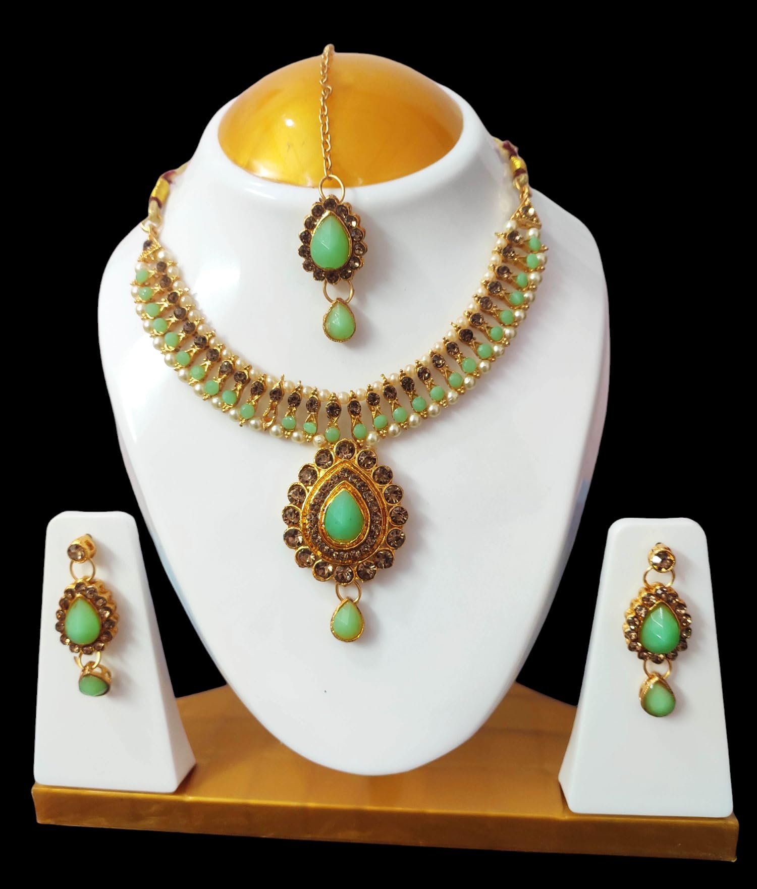 Elegant Women's Jewelry Set - Necklace and Earrings with Maang Tikka for Girls & Ladies | Perfect for Weddings, Parties & Festive Occasions
