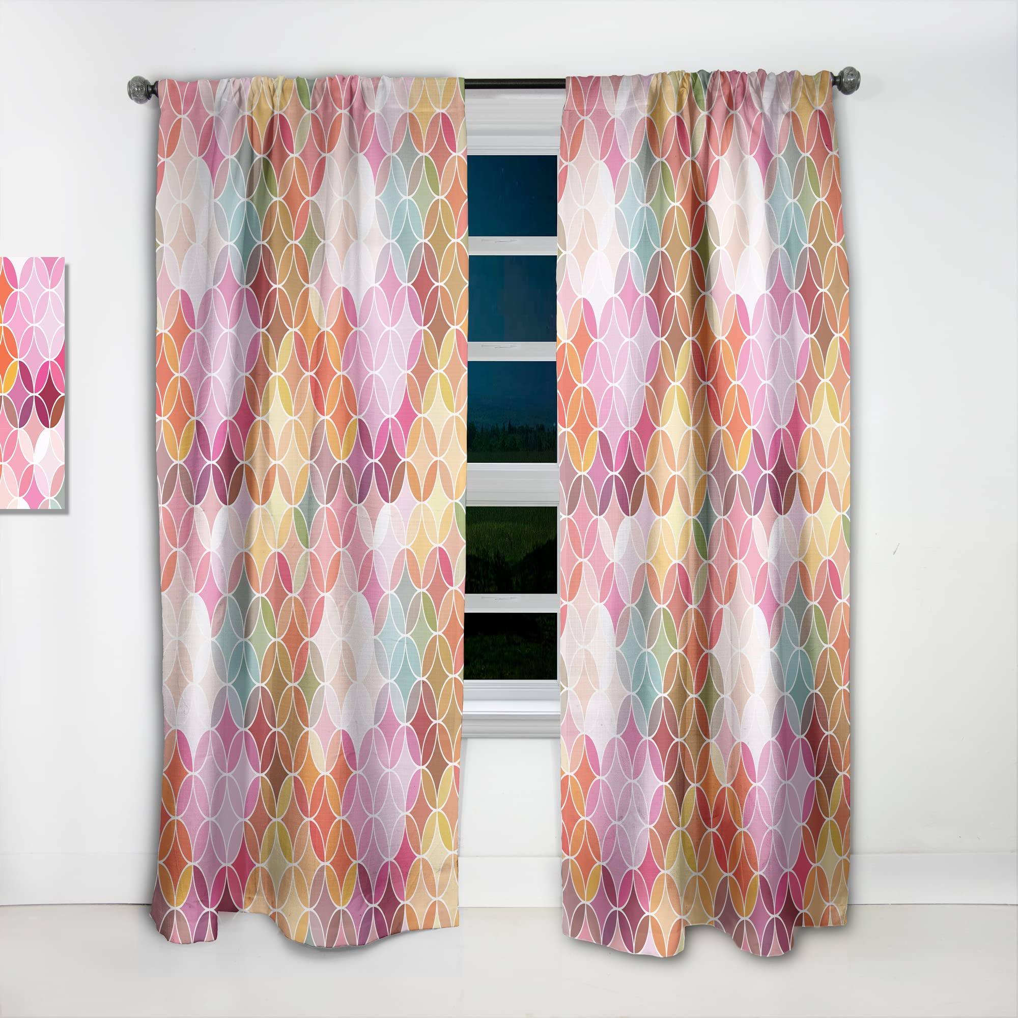 DesignQ Geometric Retro Pattern Blackout Curtains - Thermal Insulated Single Panel (52x84 inches) for Bedroom & Living Room - Perfect for Home Decor, Light Blocking & Energy Saving