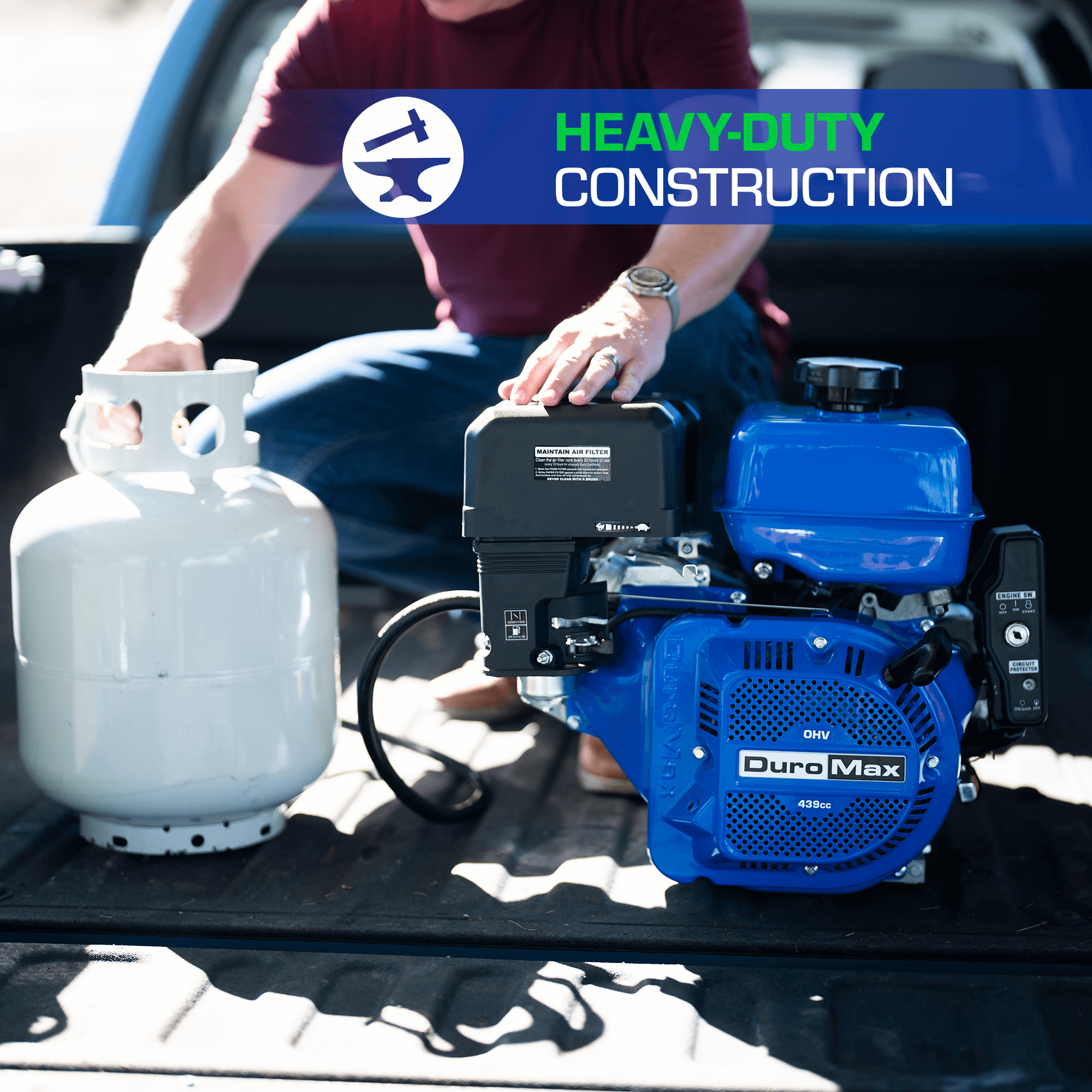 439cc Horizontal Dual Fuel Engine with Recoil & Electric Start - Perfect for Generators, Pressure Washers, and Small Machinery