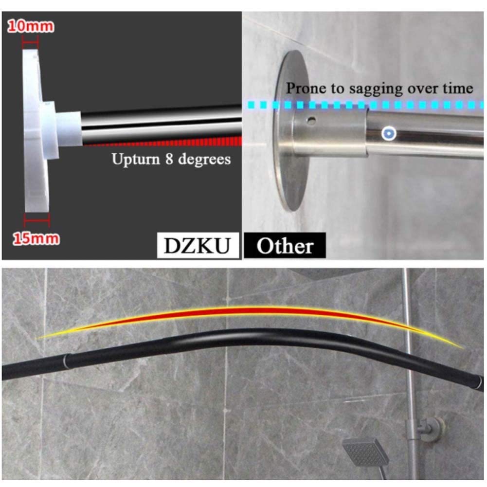 Adjustable L-Shaped Stainless Steel Shower Curtain Rod - No Drilling Corner Shower Rail for Bathroom (70-95×120-165cm) - Perfect for Small Spaces & Corner Showers
