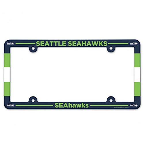 Seattle Seahawks NFL Team Logo Full Color Plastic License Plate Frame - Durable Car Accessory for Football Fans & Vehicle Decoration