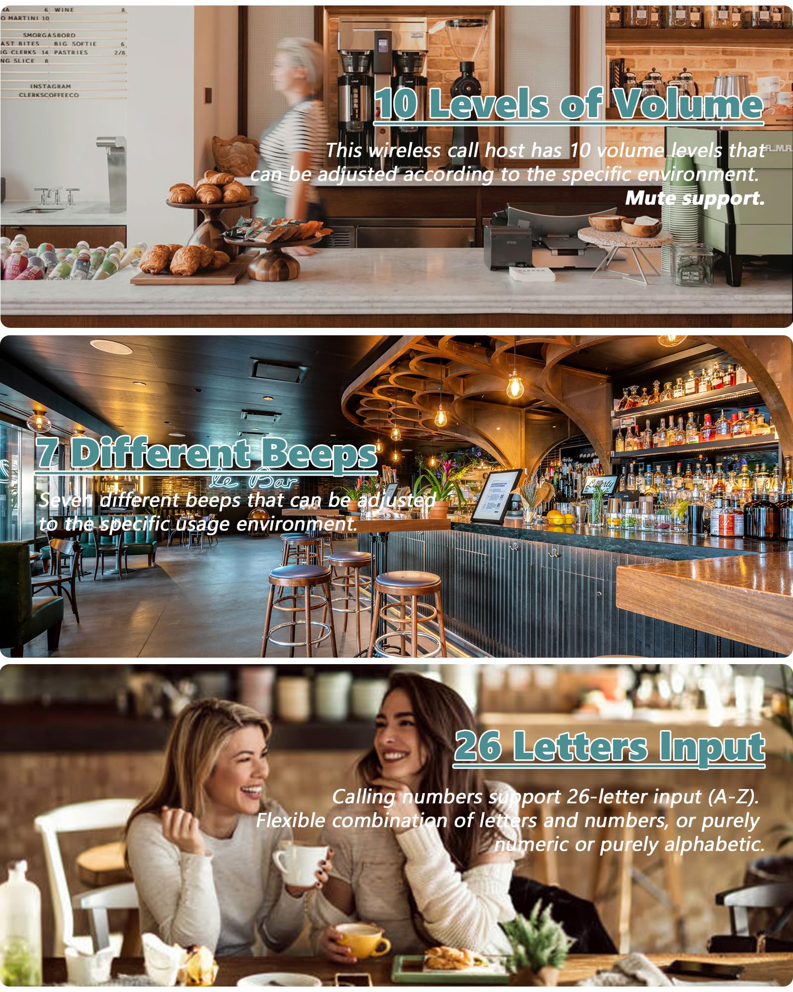 Wireless Restaurant Pager System - 1600+ Feet Range with Display Screen, Remote Control & 2 Waterproof Pagers (15 Call Buttons) for Efficient Customer Service in Restaurants, Cafes, and Hotels