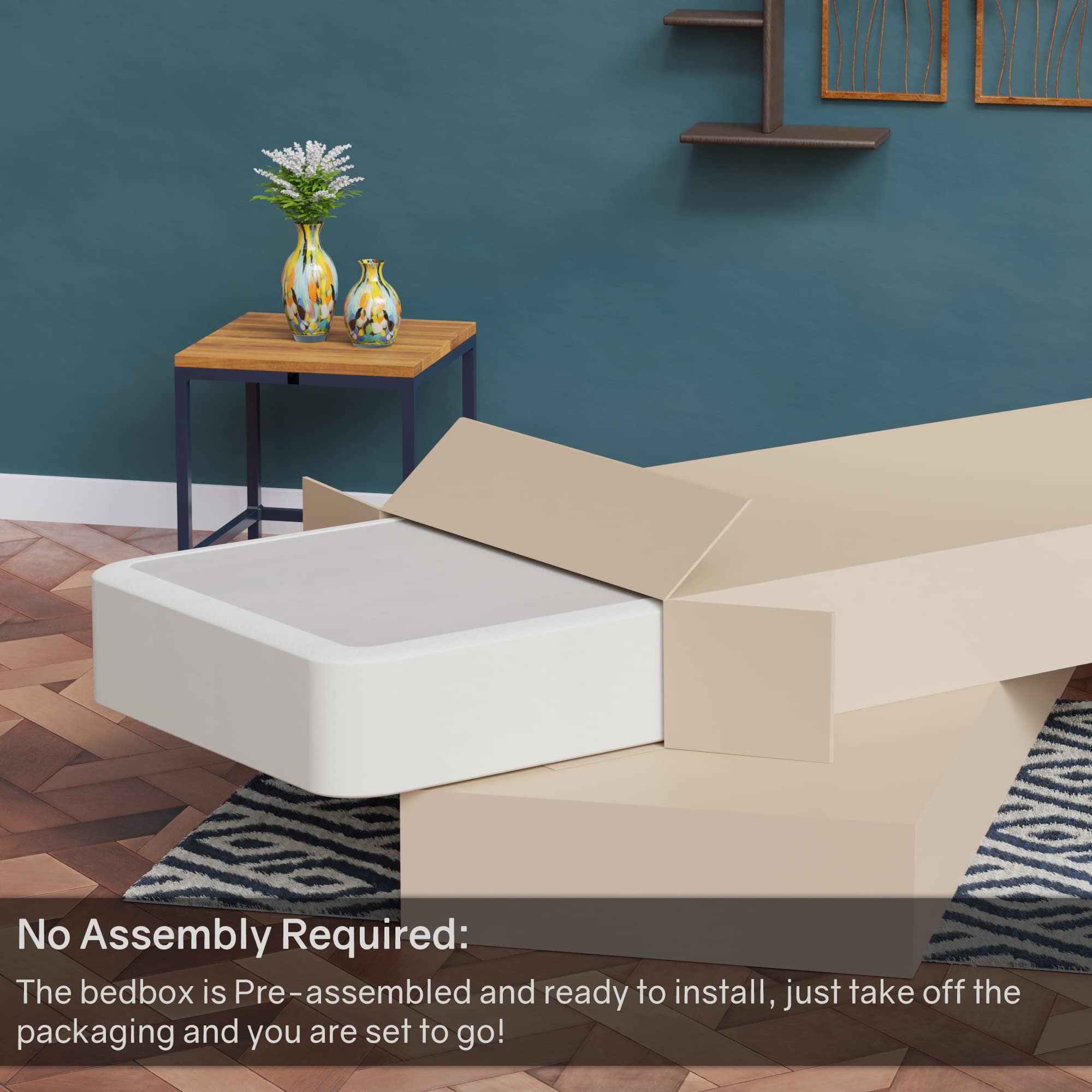 Fully Assembled King Size Box Spring for Mattress - Victoria Collection | Premium Bed Foundation for Enhanced Support & Comfort | Perfect for Master Bedrooms & Guest Rooms