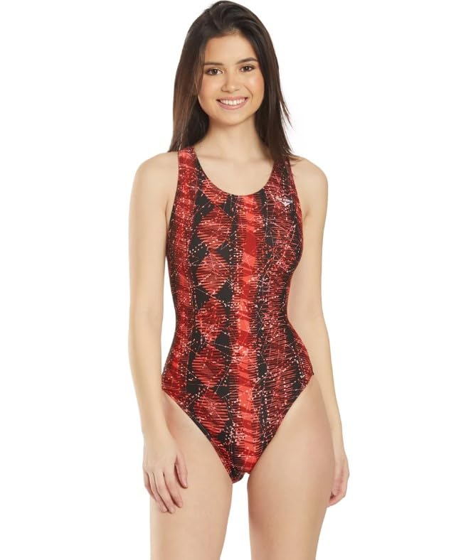 TYR Girls' Waveback Athletic One Piece Swimsuit - Competitive Swimwear for Training & Racing - Perfect for Swim Team Practice, Summer Pool Parties & Beach Vacations