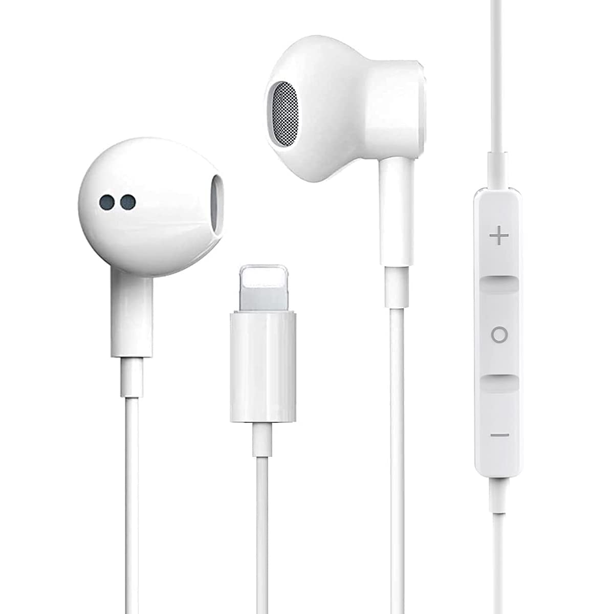 Apple MFi Certified Lightning Wired Earbuds with Microphone & Volume Control - Stereo Sound Headphones for iPhone 13/12/11/XR/XS/X/8/7 - Perfect for Workouts, Commuting & Hands-Free Calls