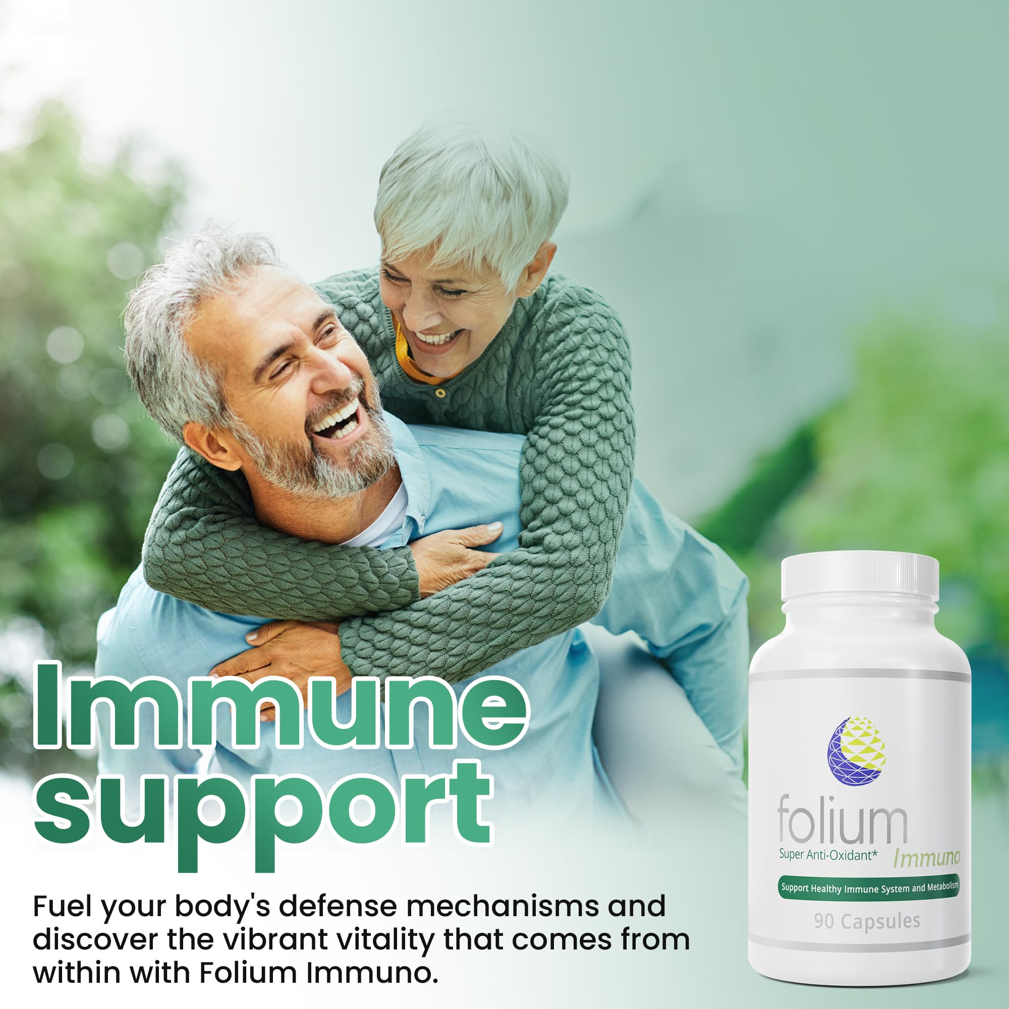 Folium Immuno Inflammatory Supplement with Pine Bark, Grape Seed, Ginger, Turmeric, Green Tea, White Pepper & Pomegranate Extracts - Natural Immune Support for Daily Wellness & Inflammation Relief
