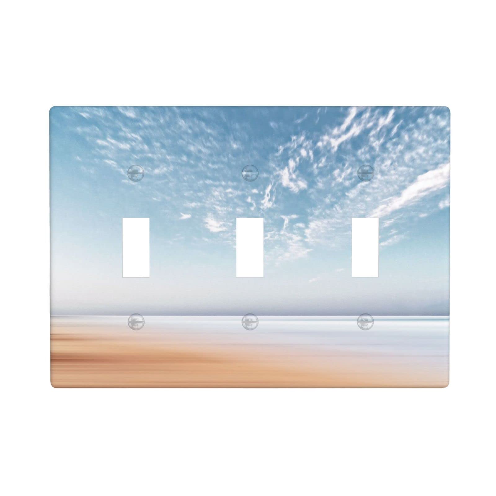 Blue Ocean Beach Triple Light Switch Cover - Decorative 3 Gang Toggle Wall Plate (4.5