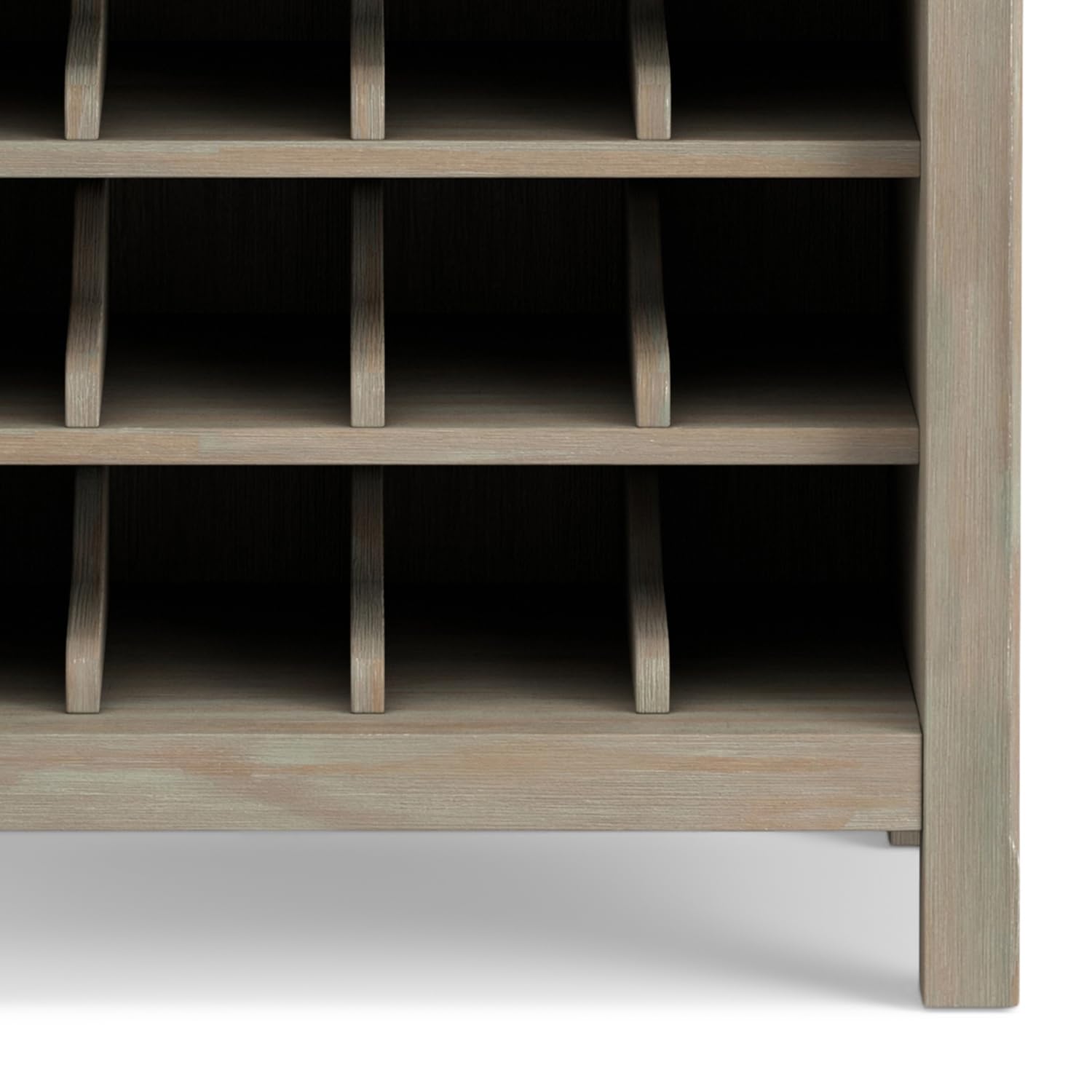 SIMPLIHOME Avalon 12-Bottle Solid Wood Wine Rack Cabinet - 23 Inch Wide Contemporary Storage for Wine Bottles in Distressed Grey Finish | Perfect for Living Room, Dining Room, Kitchen & Home Bar Decor