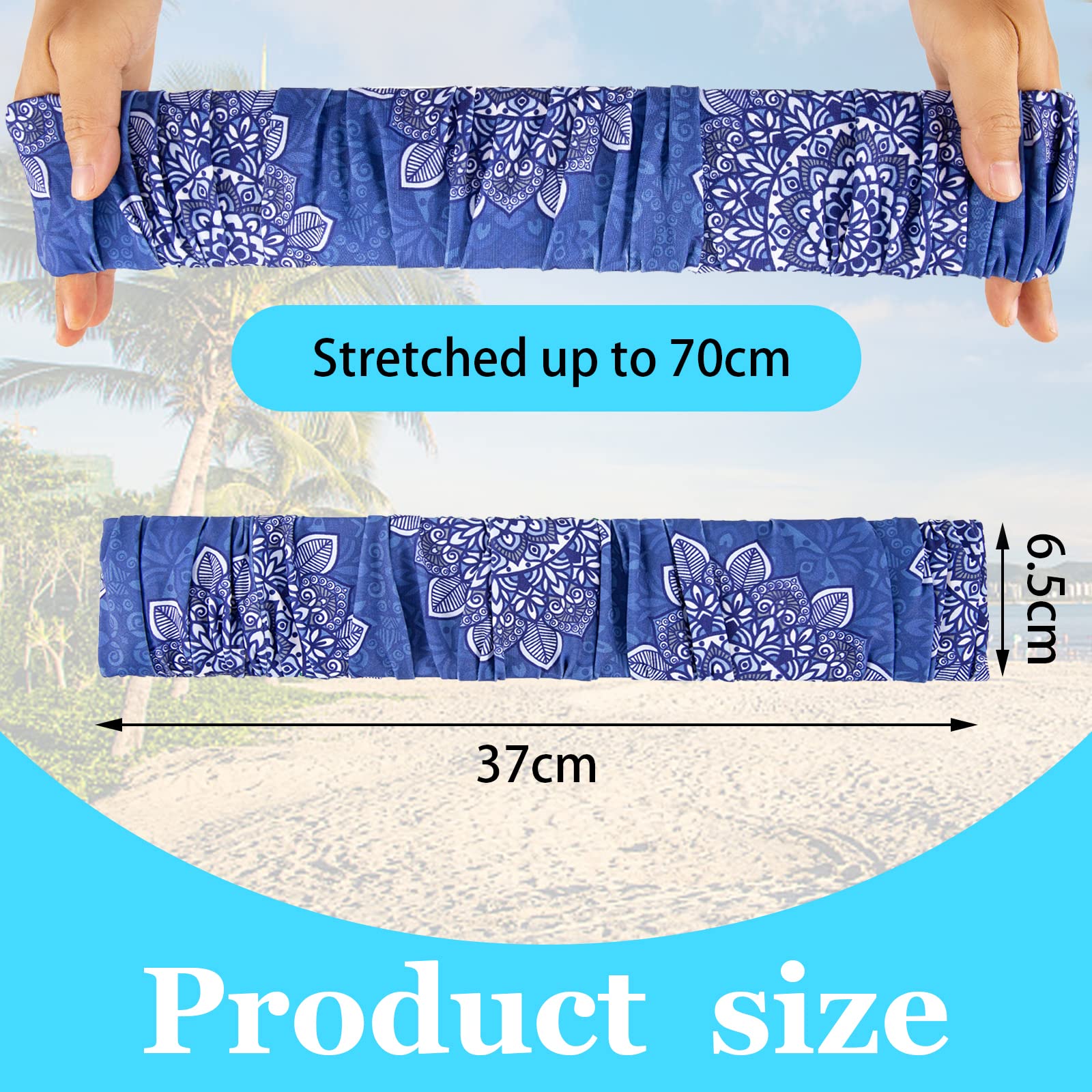 2Pcs Elastic Towel Bands for Beach Chairs - Adjustable Beach Towel Holder Clips for Pool, Cruise & Outdoor Chairs - Secure Towel Straps for Sunbathing, Lounging & Travel (Blue)