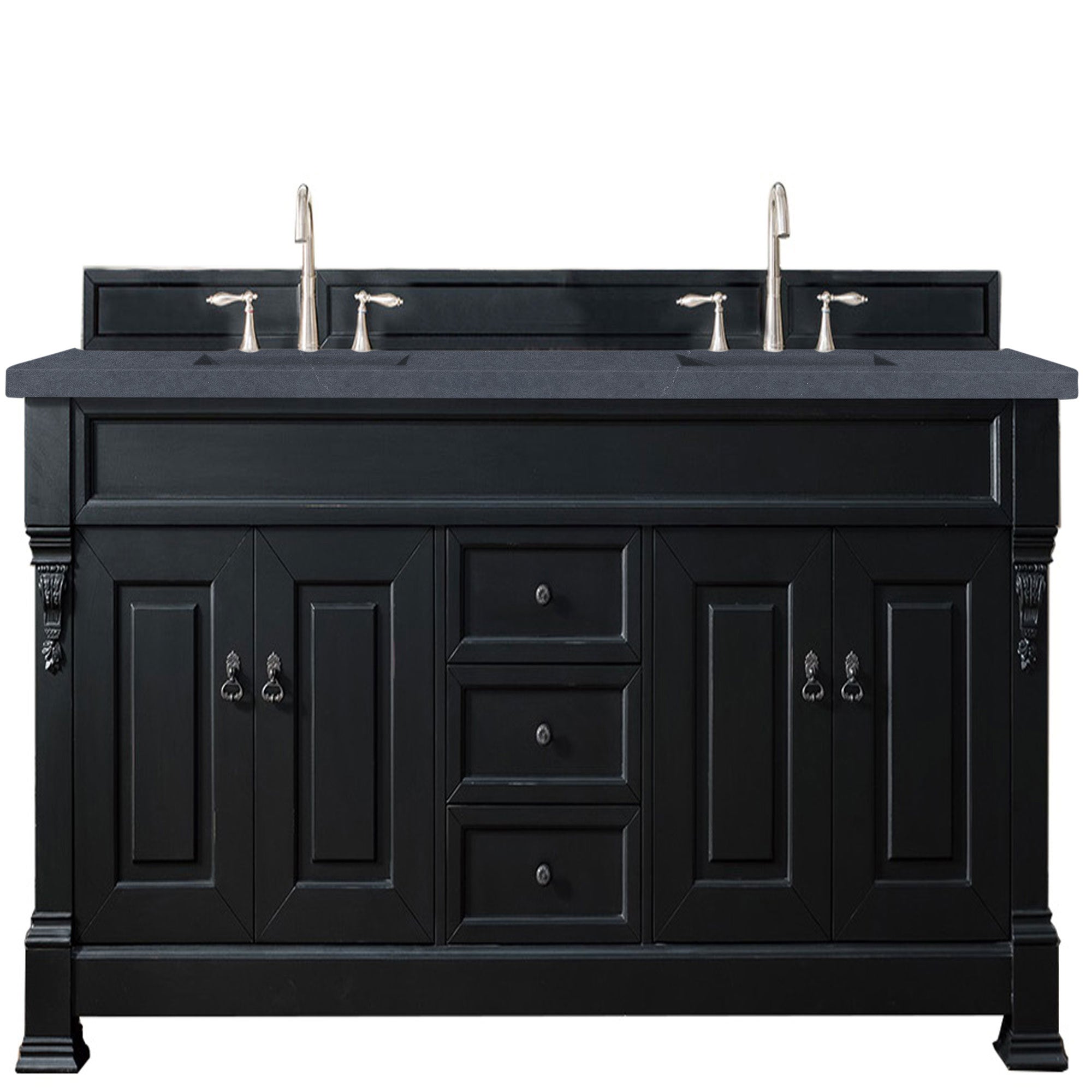 Brookfield 72-Inch Double Vanity with Antique Black Finish & 3CM Charcoal Soapstone Quartz Countertop - Perfect for Master Bathroom Renovation and Luxurious Home Upgrade