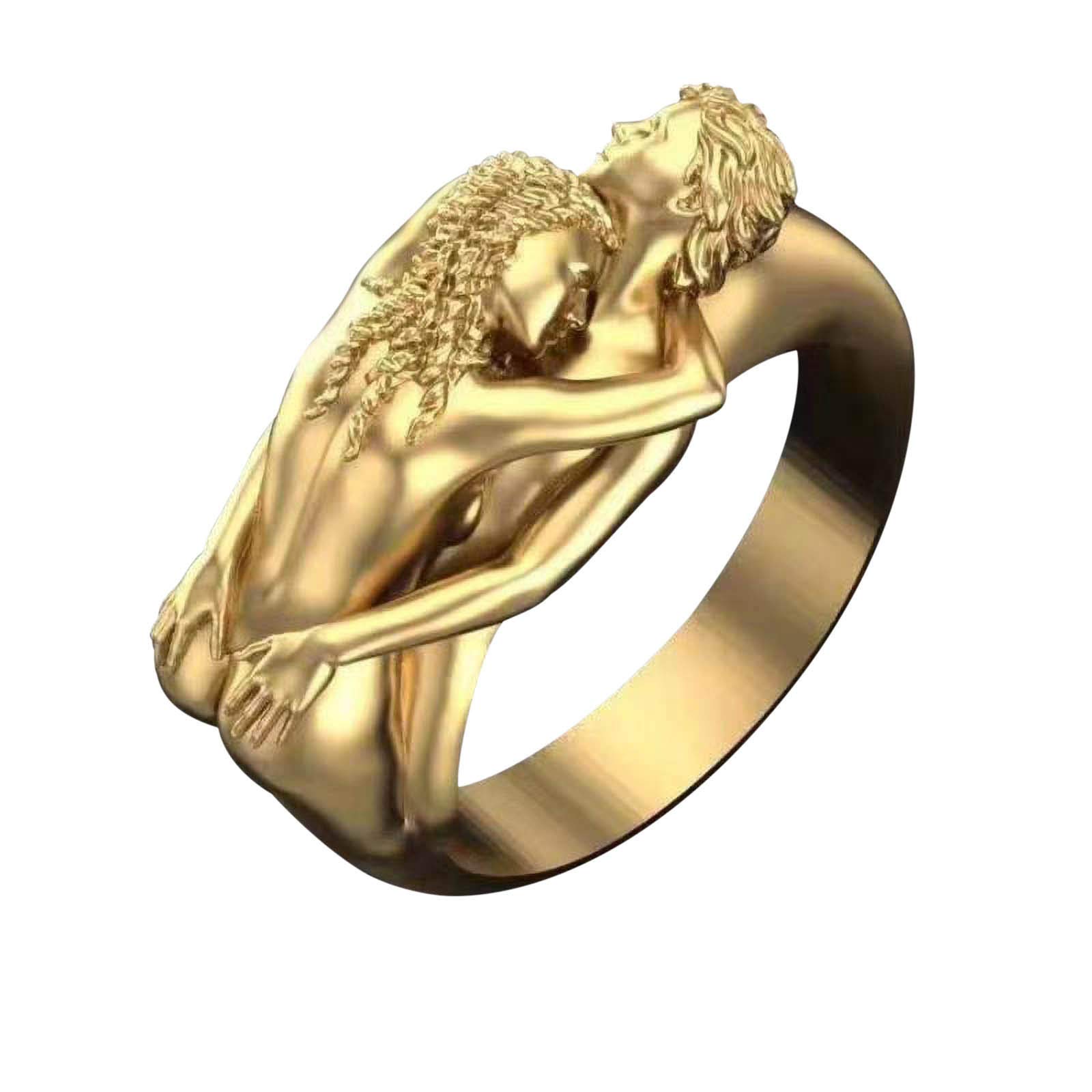 Personalized Couple Rings for Men & Women - Valentine's Day Gift, Exaggerated Love Series Matching Band Rings - Comfortable & Stylish Jewelry for Anniversaries, Weddings, Date Nights & Romantic Occasions