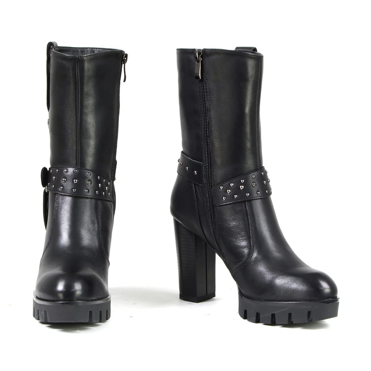 Milwaukee Leather MBL9303 Women's Classic Black Leather Ankle Boots with Block Heel - Size 7 | Comfortable Casual Fashion Booties for Everyday Wear, Office & Date Night Outfits