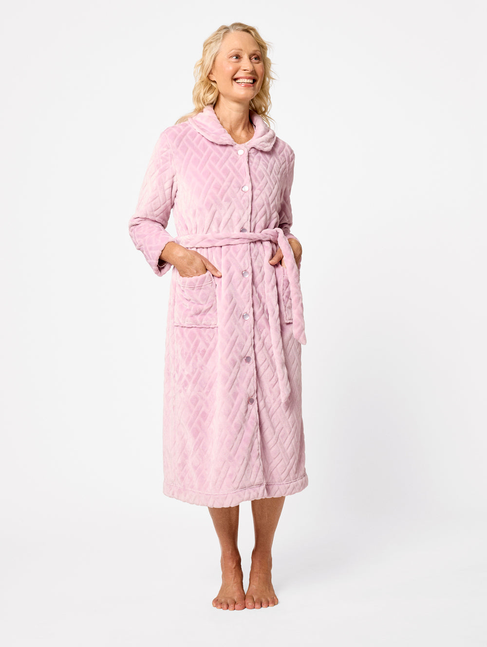 Luxury Diamond Quilted Robe for Women - Soft & Cozy Bathrobe with Pockets - Perfect for Spa, Lounge & Relaxation at Home