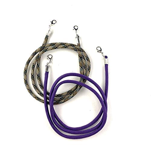 Purple & Camo 2-Pack Paracord Mask Holder - Adjustable Mask Strap, Leash & Lanyard for Men, Women & Kids - Handmade Unisex Face Mask Accessory for School, Work, Travel & Outdoor Activities