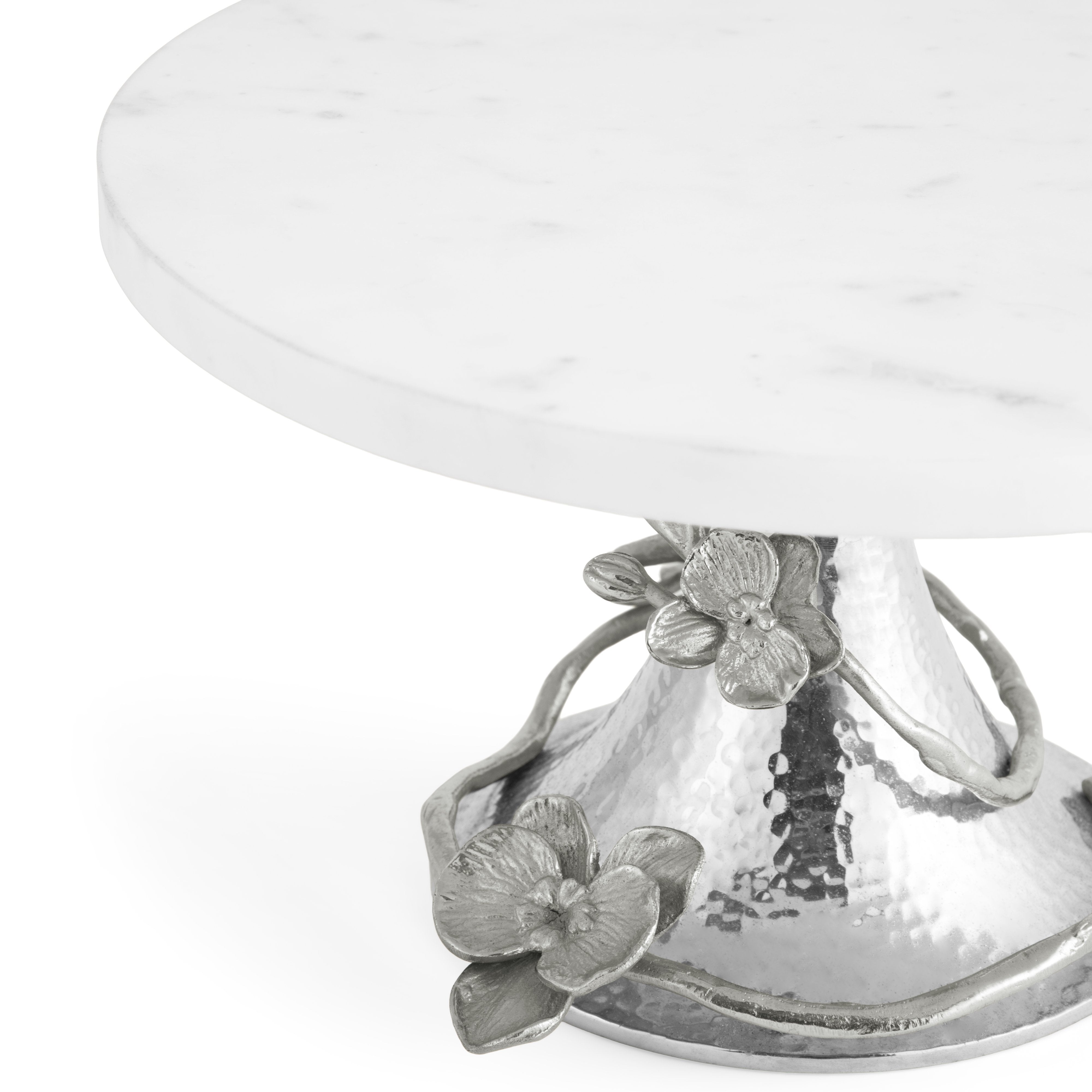 Elegant White Orchid Cake Stand - 12 Inch Round Tiered Dessert Display for Weddings, Parties & Home Decor