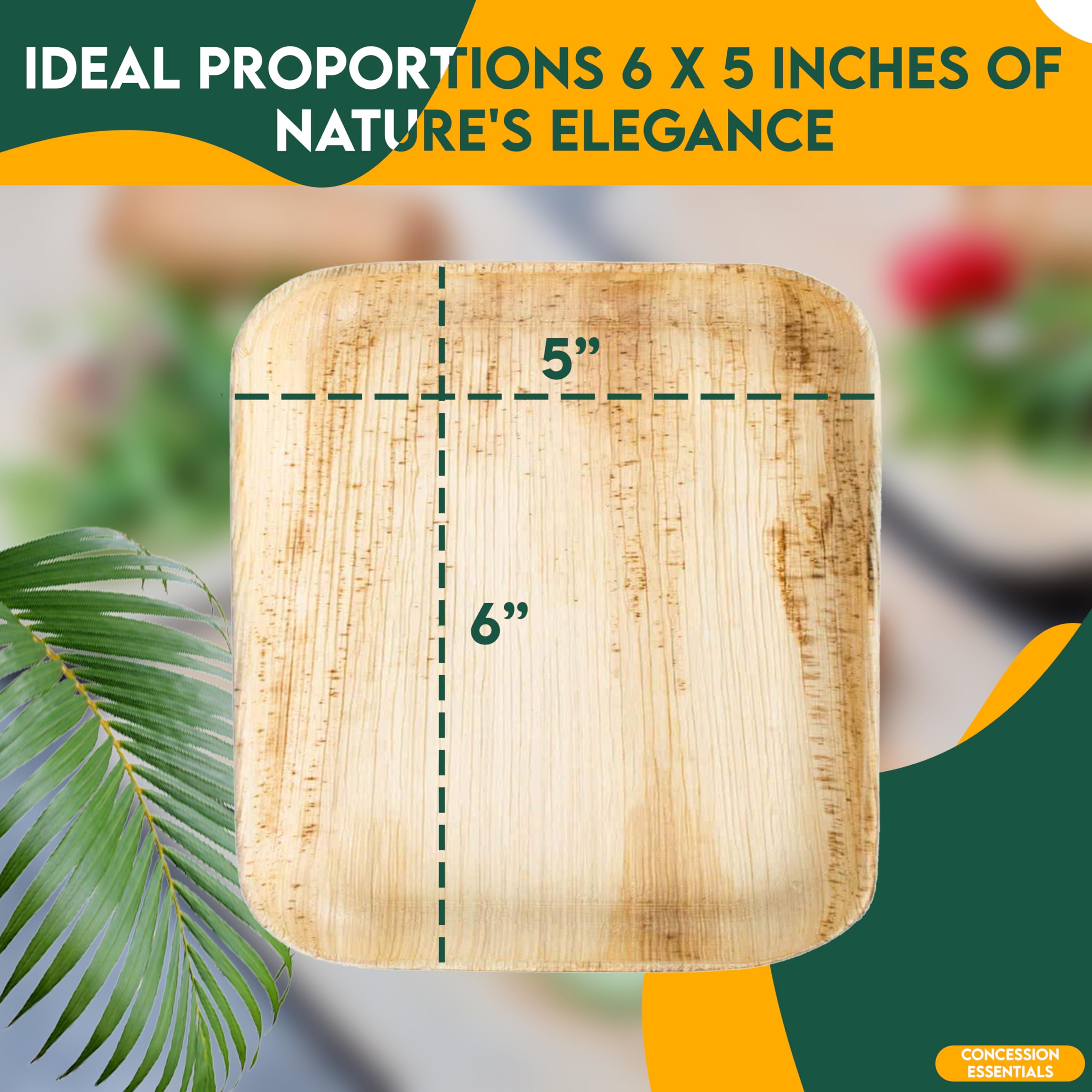 Eco-Friendly Palm Leaf Plates 25-Pack - Biodegradable & Compostable Disposable Dinnerware, 6