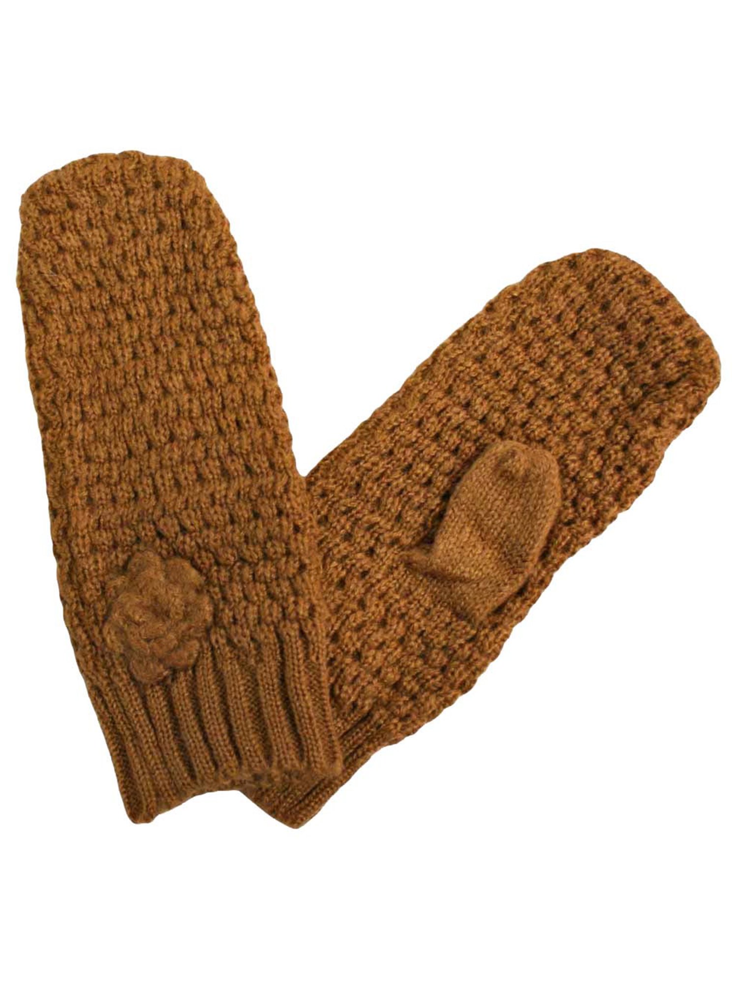 Crochet Knit Mittens with Rosette - Warm Winter Gloves for Women - Perfect for Cold Weather, Snow Activities, and Fashion Accessories