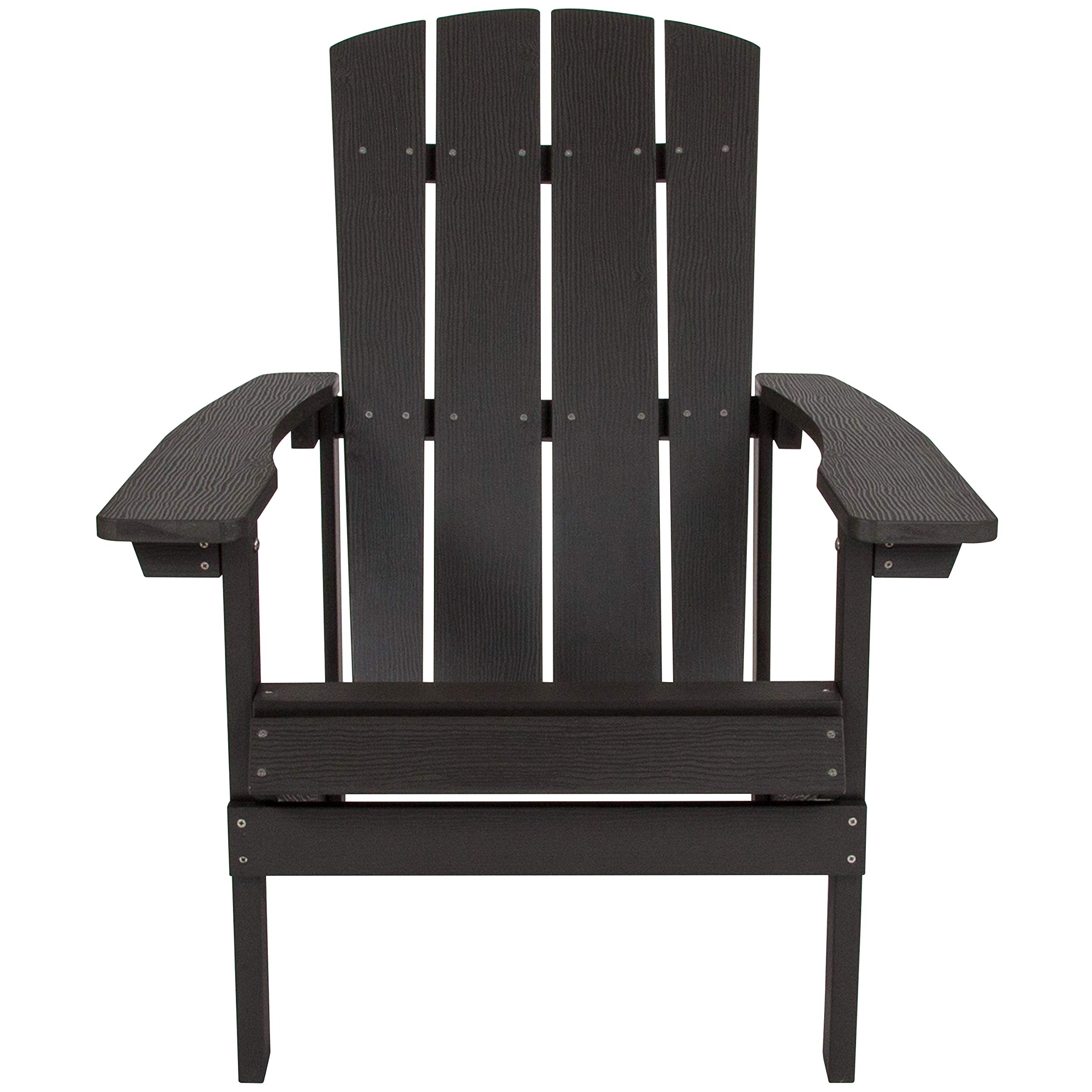 Flash Furniture Charlestown Commercial Grade Indoor/Outdoor Adirondack Chair - Weather Resistant Durable Poly Resin Deck & Patio Seating in Slate Gray - Perfect for Backyards, Poolside Lounging & Beach Houses