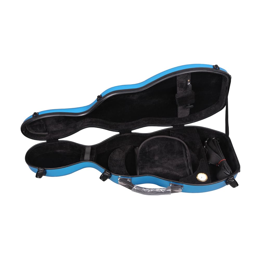 Premium 4/4 Full Size Violin Hard Case - Carbon Fiber Composite with Soft Padding, Strong Handle & Back Straps (Blue) - Perfect for Professional Musicians, Travel & School Performances