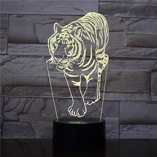 3D Tiger Night Light with 16 Color Changing LED, Remote Control Desk Lamp - Acrylic Flat ABS Base, USB Powered for Kids Room, Nursery, Birthday & Christmas Gift