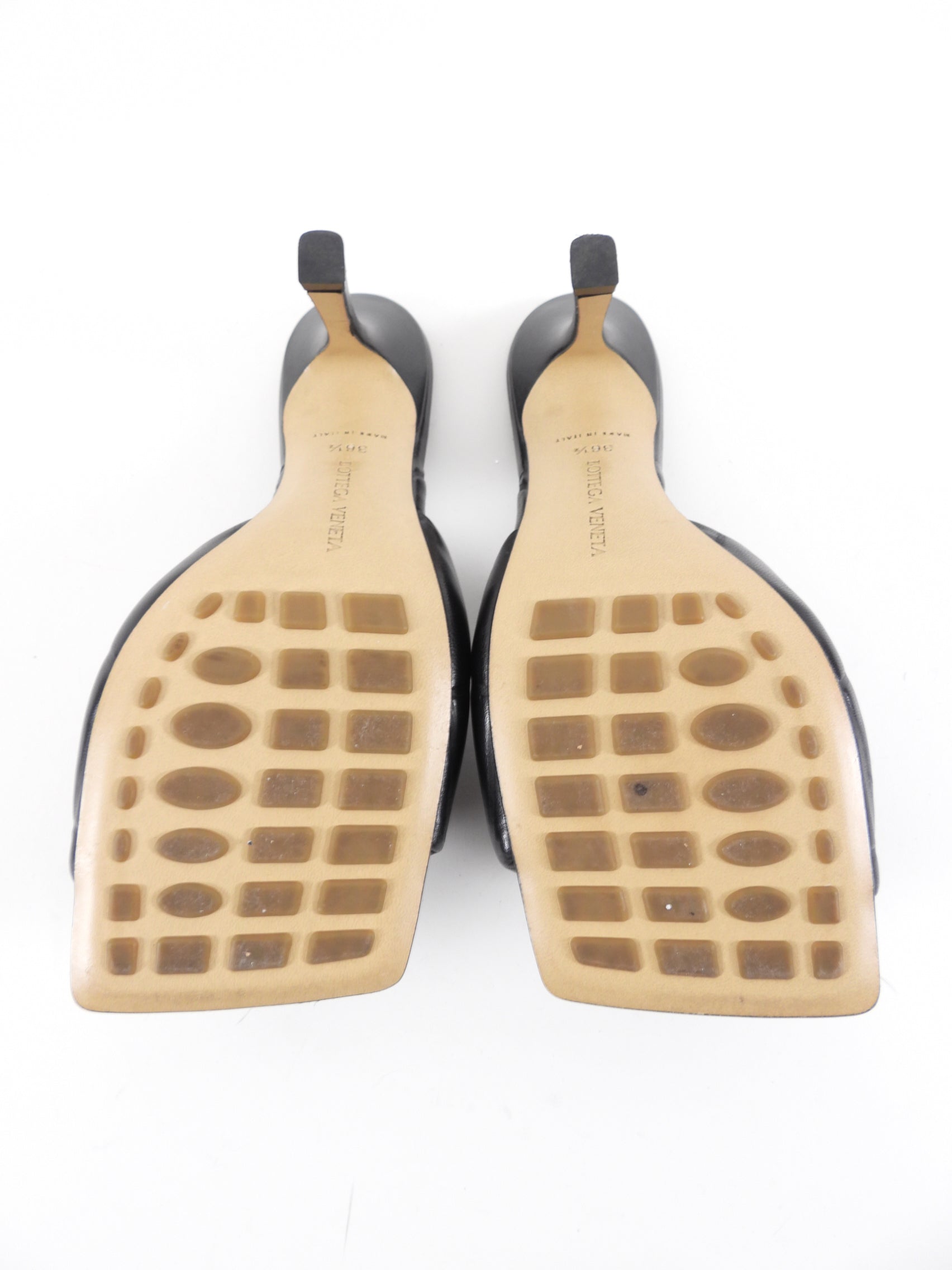 Bottega Veneta Black Padded Mule Heels Size 37 - Luxury Women's Slip-On Heeled Sandals for Casual & Evening Wear
