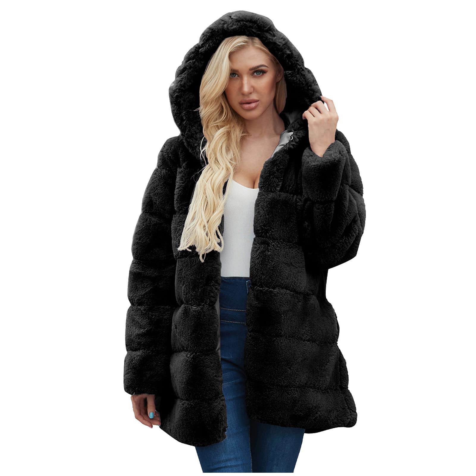 Women's Winter Hooded Linen Coat - Warm Long Sleeve Blouse Jacket for Women | Fashion Outerwear for Cold Weather & Daily Wear