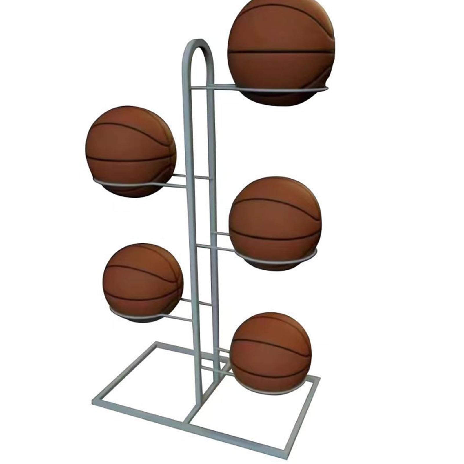 5-Tier Vertical Basketball Storage Rack - Multi-Functional Sports Ball Organizer Stand for Volleyball & Basketball - Perfect for Home, Gym, and Sports Equipment Organization