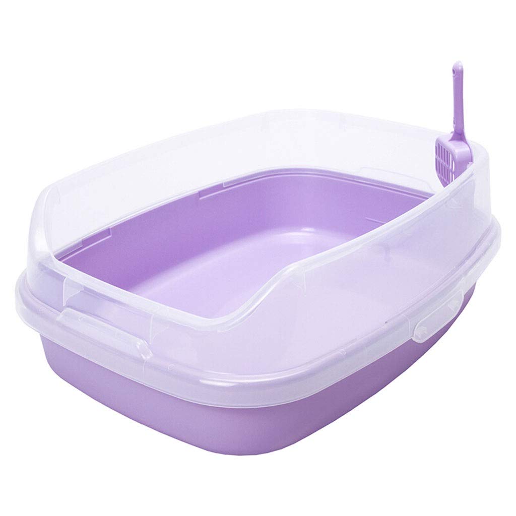 IAOHUO Large Semi-Enclosed Cat Litter Box with Detachable Design - Spacious Purple Litter Pan for Cats - Perfect for Small Apartments & Multi-Cat Households