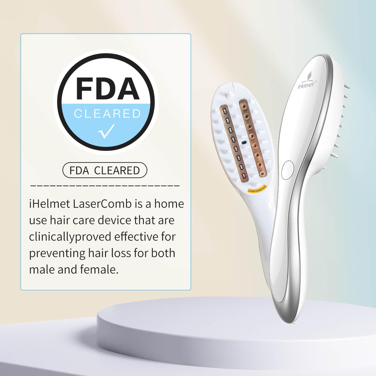 FDA Cleared Laser Hair Growth Comb - Low Level Laser Therapy for Hair Regrowth, Stops Thinning Hair for Men & Women - Perfect for Home Use & Salon Treatments