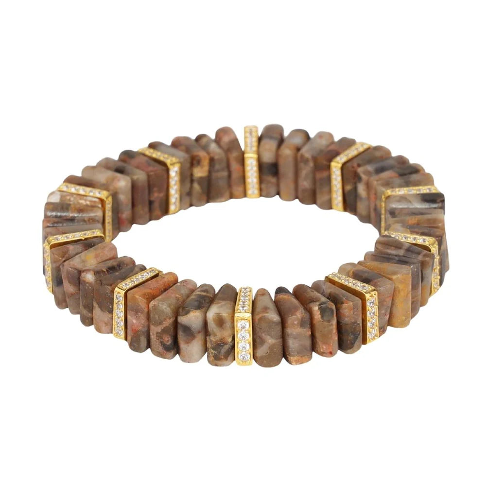 BuDhaGirl Picture Jasper Tablet Bracelet - Stylish & Spiritual Jewelry for Meditation, Yoga & Everyday Wear