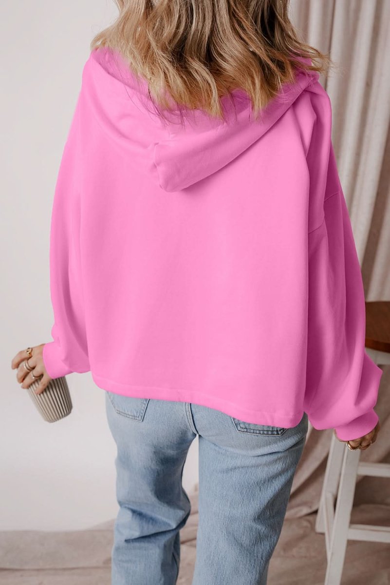 Cozy Fleece-Lined Half Zip Hoodie with Kangaroo Pockets - Warm Loose Fit Pullover for Women & Men - Perfect for Winter, Outdoor Activities & Casual Wear