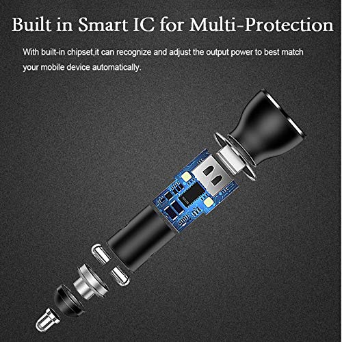 Huawei Supercharge Car Charger 9V/2A Fast Charging Adapter with USB Type C Cable - Compatible with Huawei P40 P30 P20 Pro, Mate 30 20 10 9 - LED Display (Black) | Perfect for Road Trips & Daily Commute