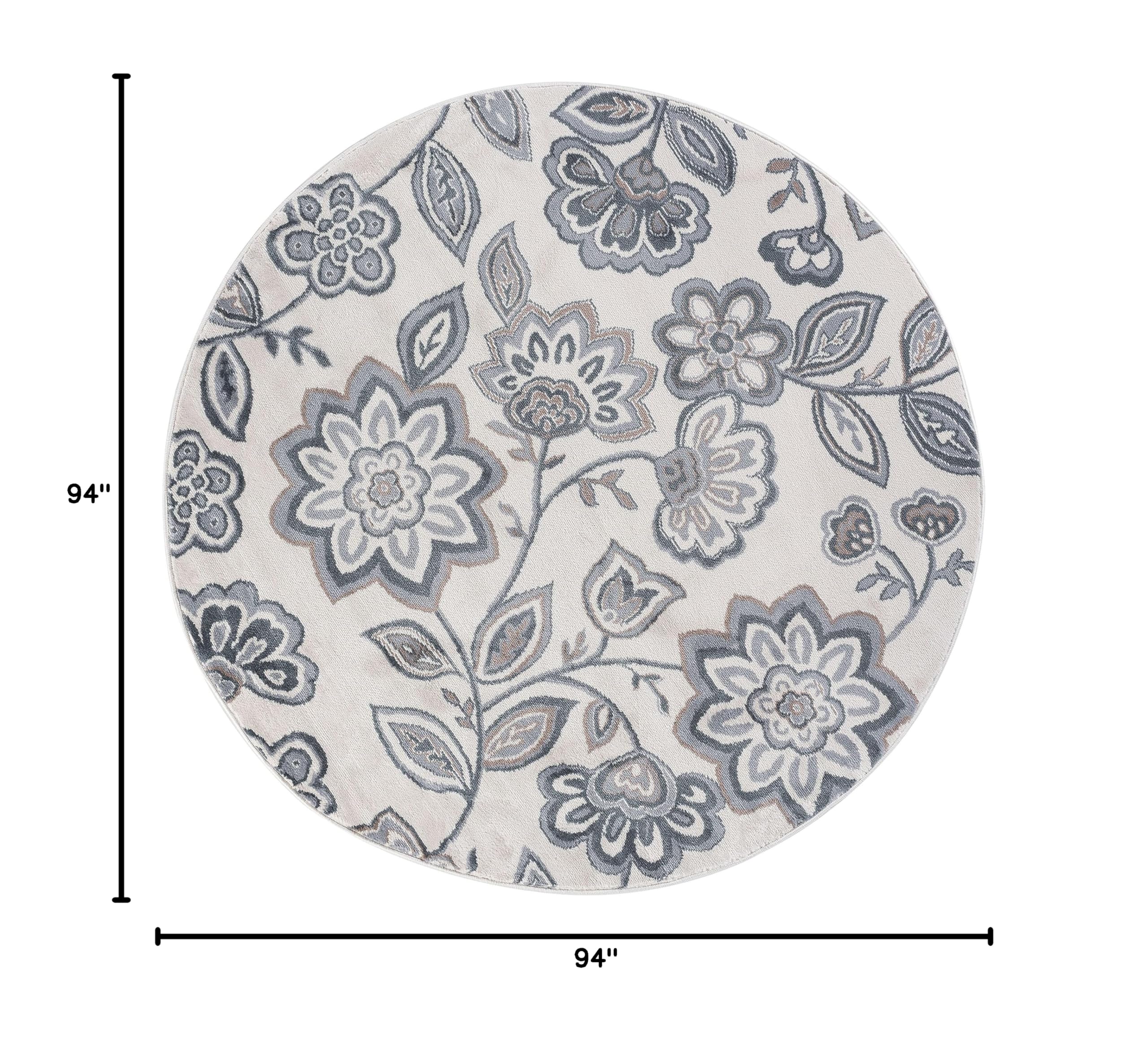 Tayse Cream Modern Large 8ft Round Rug - Soft Contemporary Area Rug for Living Room, Bedroom & Dining Room - Non-Slip Kitchen & Entryway Carpet - Alfombras para Salas Modernas - Perfect for Home Decor, Office Spaces & Cozy Gatherings