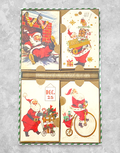 12 Pack Christmas Santa Holiday Gift Tags - Festive Labels for Presents, Stockings & Wrapping Paper - Perfect for Xmas Gifts, Party Favors & Holiday Decorations