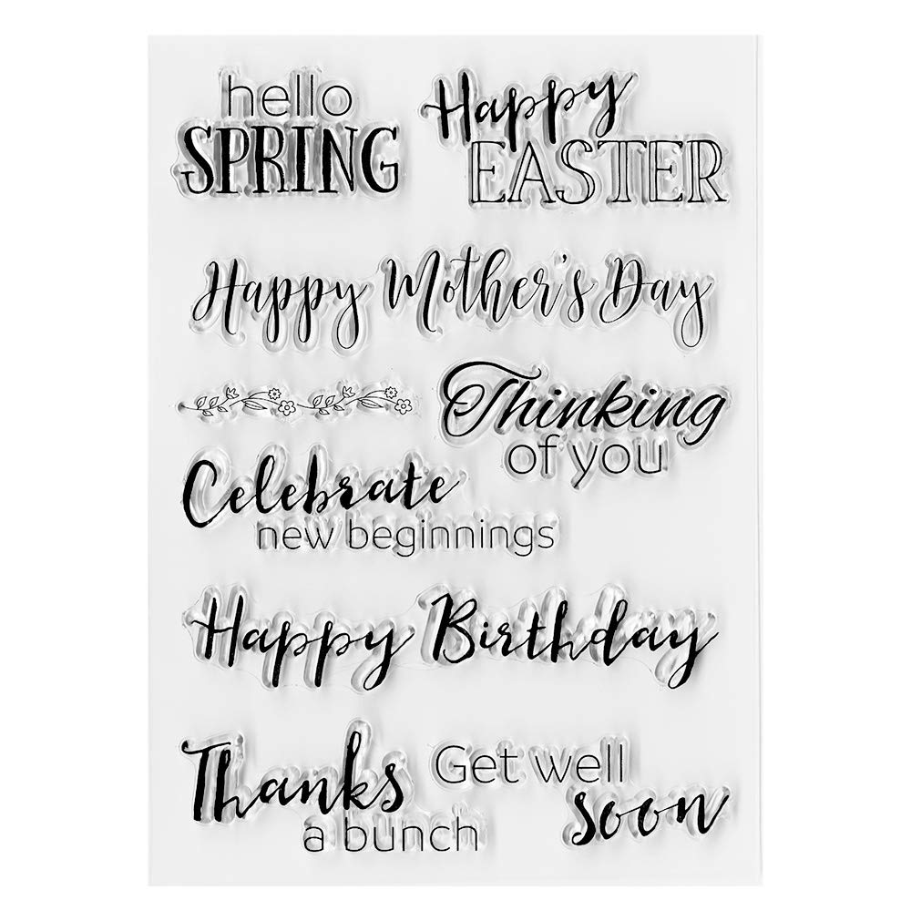 Mother's Day & Easter Clear Stamps Set - DIY Card Making, Scrapbooking, Embossing, Album Decor - Spring Words, Thank You Silicone Transparent Seal Stamps for Greeting Cards, Crafts & Home Decor