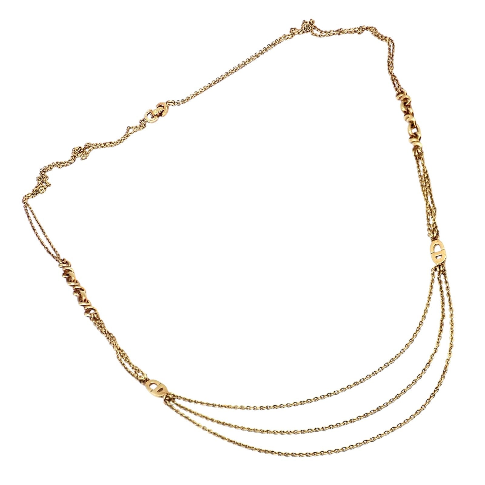 Vintage Christian Dior Solid 18k Gold CD Three Strand 28