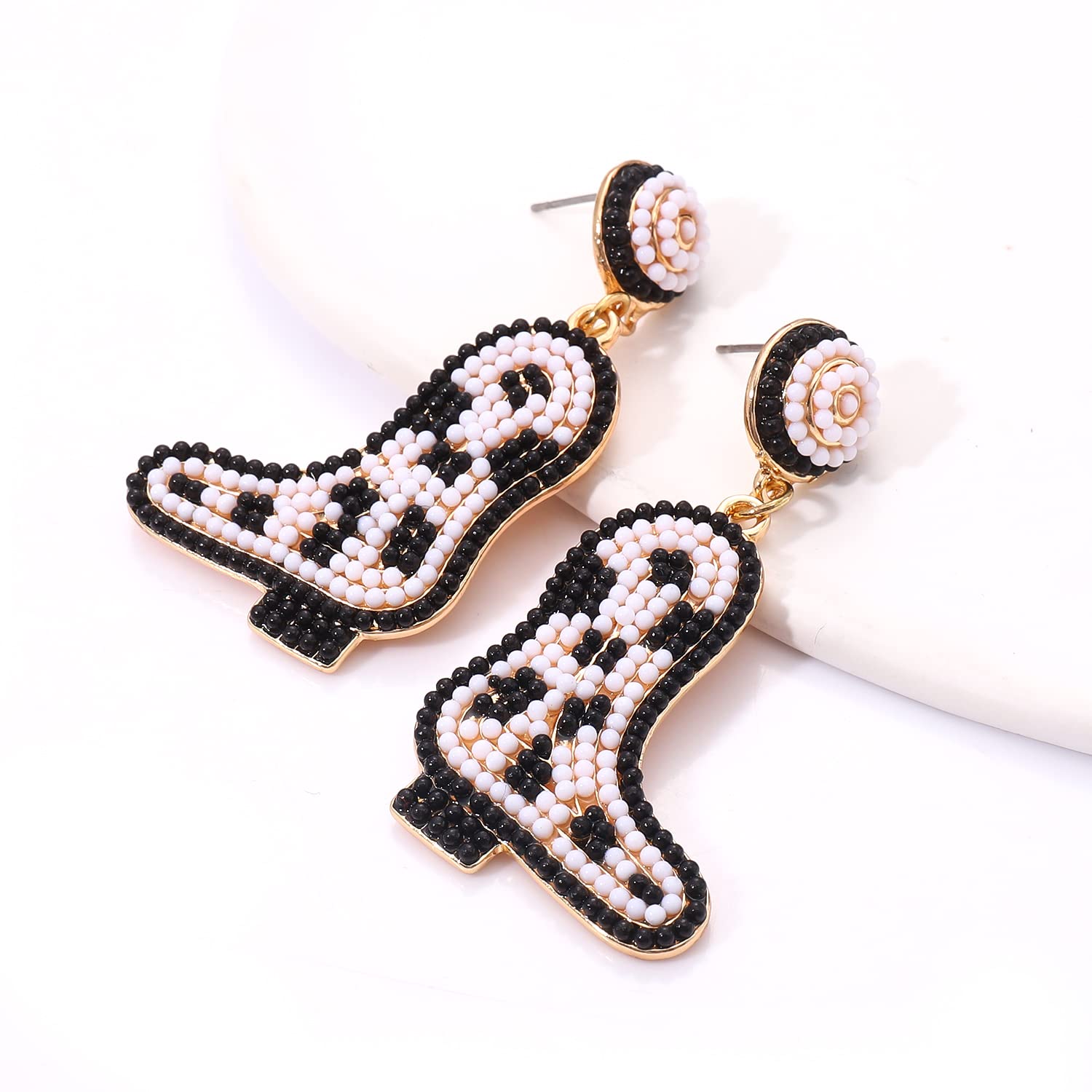 Western Boot Beaded Drop Earrings for Women - Boho Country Rodeo Dangle Earrings - Cowgirl Jewelry Gift for Bridal Shower, Bachelorette Party & Western Theme Events - Perfect for Country Concerts, Rodeos and Cowgirl Fashion Accessories