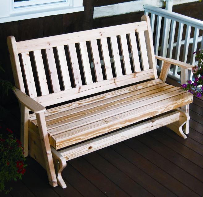 A & L Furniture Yellow Pine Traditional English Glider - Classic Wooden Rocking Chair for Nursery, Porch & Living Room - Relaxing Patio & Indoor Seating