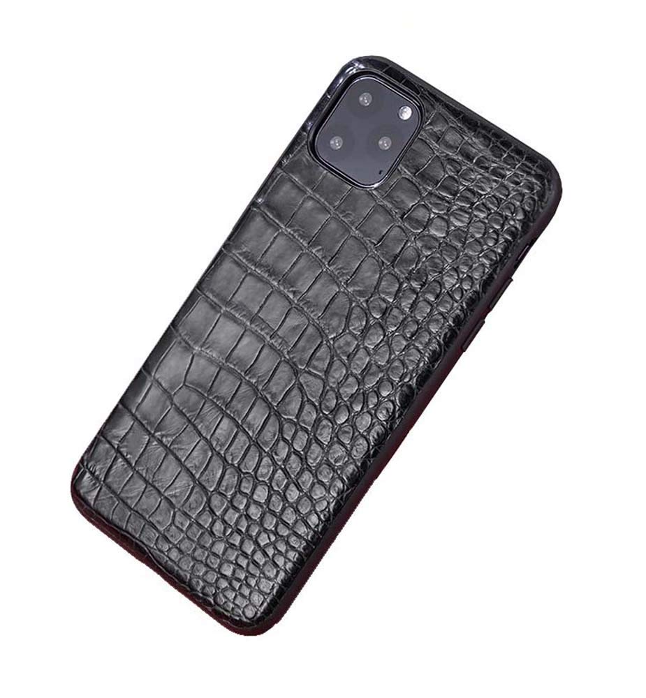 Premium Black Business Phone Case for Apple iPhone 12 Pro Max (2020) 6.7 Inch - Luxury Crocodile Leather Shockproof Cover with Screen & Camera Protection - Perfect for Office Professionals & Business Travel