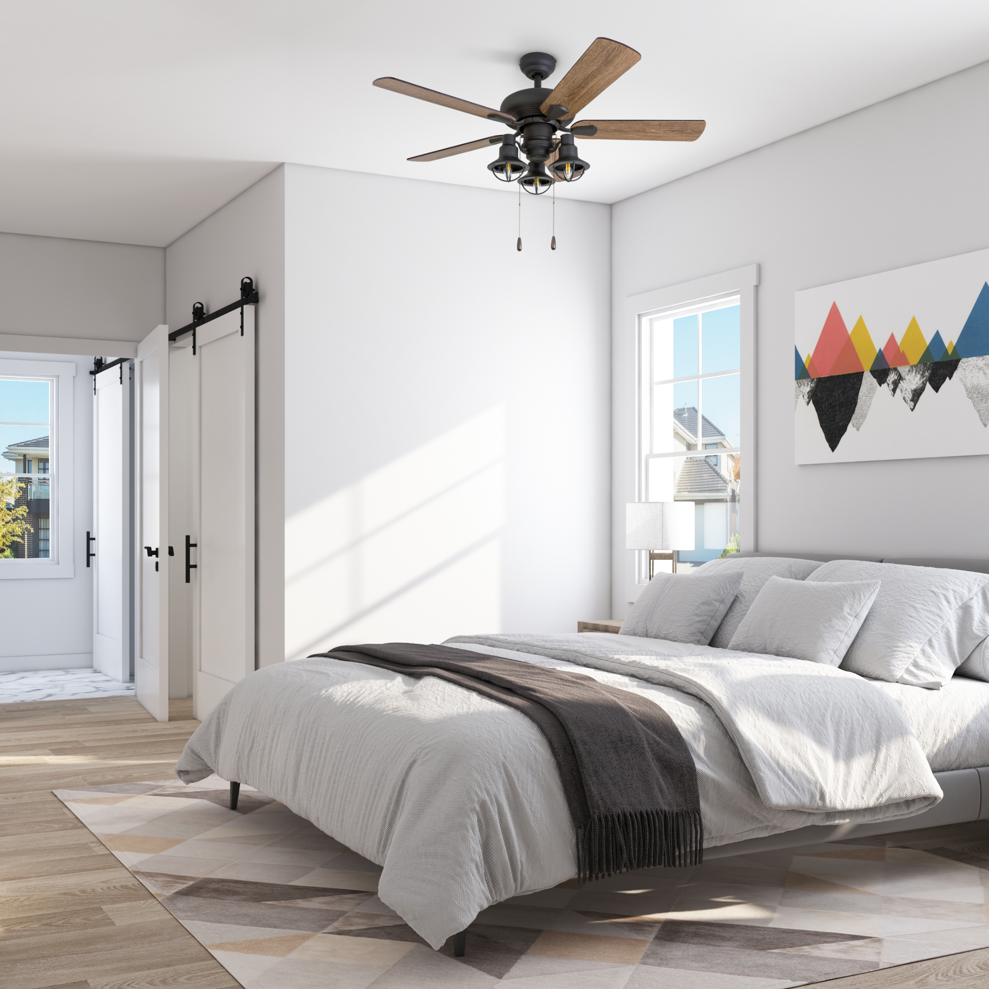 42 Inch Bronze Piercy Ceiling Fan with Pull Chain - Perfect for Living Room, Bedroom, and Outdoor Patio Cooling
