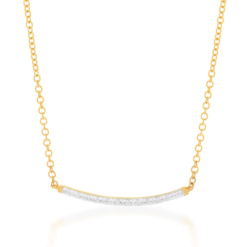 9ct Yellow Gold 42cm Diamond Chain Necklace - 12 Genuine Diamonds for Women | Perfect for Gifts, Anniversaries & Special Occasions