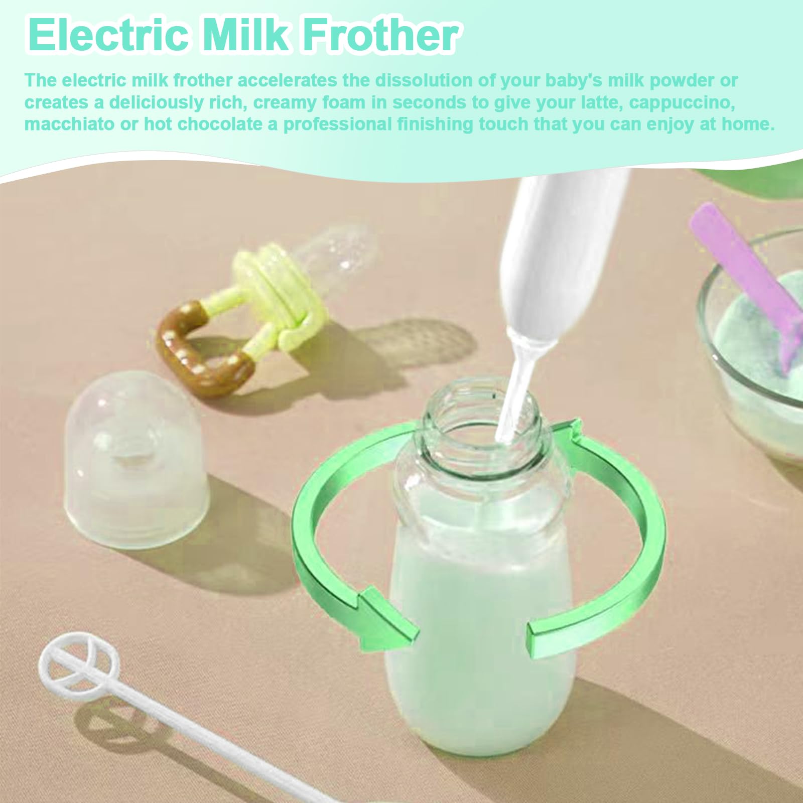 Electric Baby Bottle Brush Cleaner Kit - Automatic Rechargeable Bottle Brush with Nipple & Straw Cleaner, Electric Stirrer & Drying Rack - Waterproof Travel Cleaning Set for Infants (Green) - Perfect for Home, Travel & Daycare Use