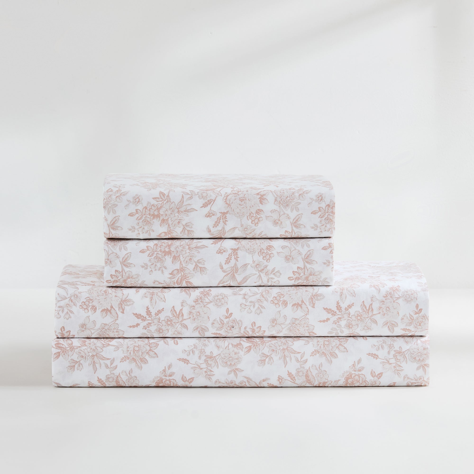 Premium Peony Toile Cotton Sheet Set - Queen Size, 4-Piece Bedding Set with Pillowcases - Soft & Breathable for Comfortable Sleep - Perfect for Master Bedroom, Guest Room, or Vacation Home