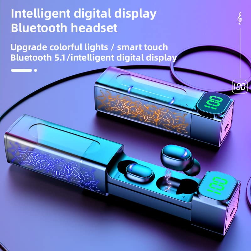 E50 Wireless Earbuds - Lipstick Style Bluetooth Headphones with Digital Display & Wireless Charging Case, IPX4 Waterproof Stereo Earphones for Running, Gym, Workout & Daily Use